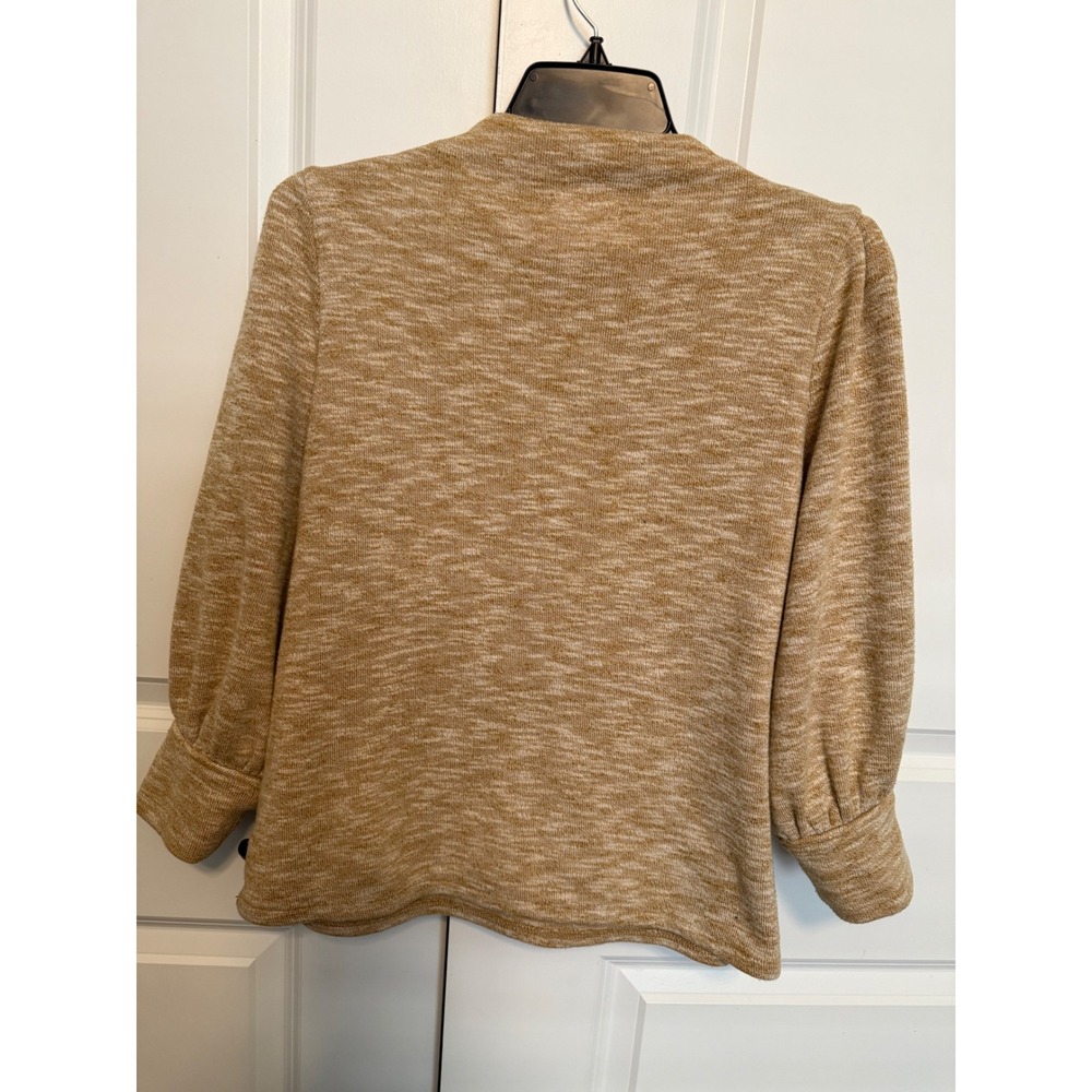Madewell Womens Medium Beige Mock Neck Puff Sleeve Pullover Top Blouse - Picture 5 of 8